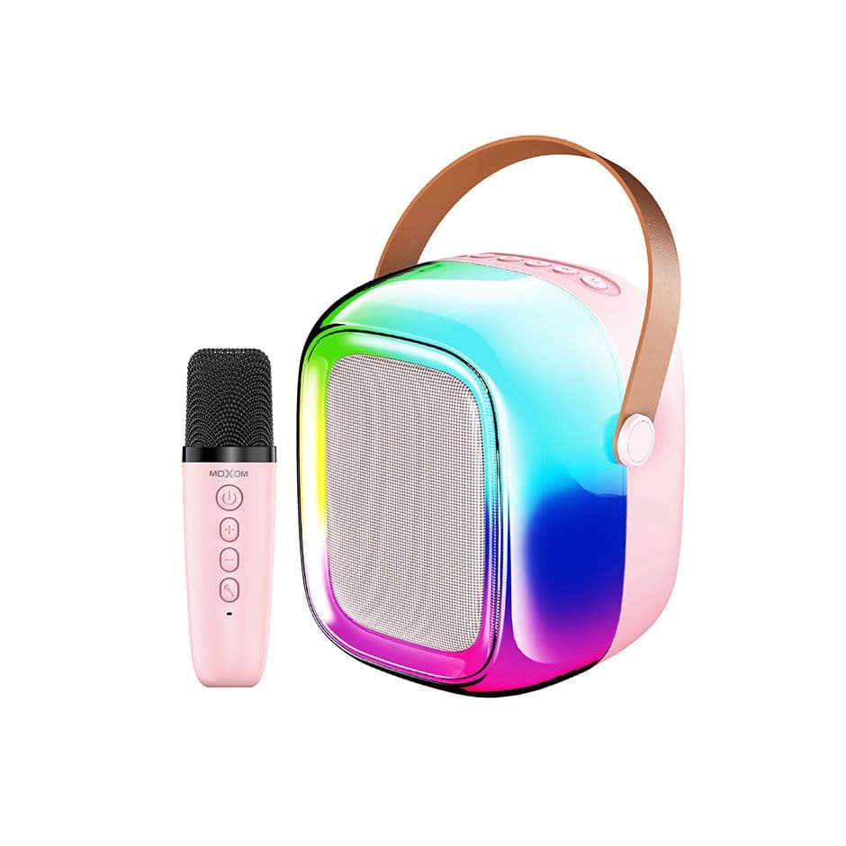 MOXOM MX-SK72 Wireless Karaoke Speaker with Mini Microphone – RGB Lights, Spatial Audio, Portable
