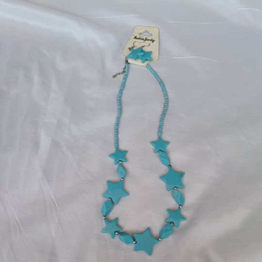 Light Green Necklace with Star Accents