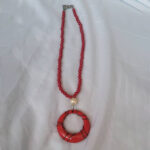 Red Bead Necklace with Pendant