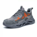 Grey Mesh-Panel Trainer with Orange Accents