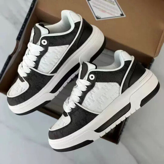 NY Monogram Black Canvas Trainers