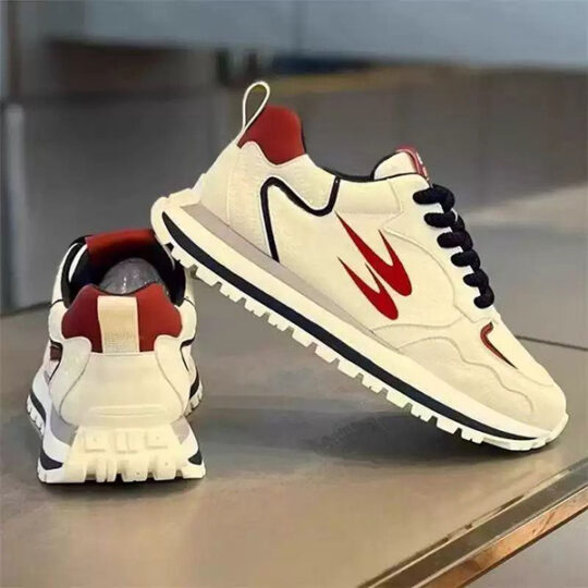 Retro Red-Streak Running Sneakers